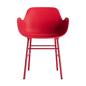 Normann Copenhagen Form Sedia da Pranzo con Braccioli Rosso Brillante/acciaio