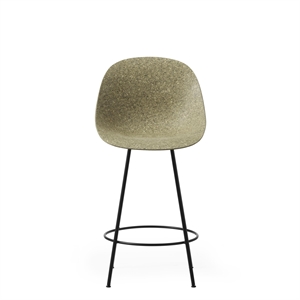 Sgabello da Bar Normann Copenhagen Opaco con Schienale 65 cm Nero/ Acciaio/Alghe