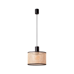 Lampadario Faro MAMBO 320 Opaco Nero/ Rattan