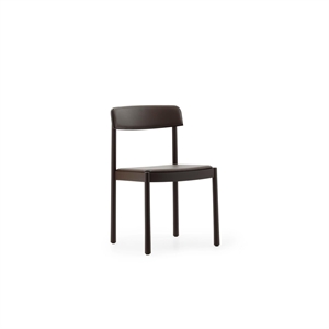 Sedia da Pranzo Timb Normann Copenhagen Rivestita in Pelle Marrone/cioccolato