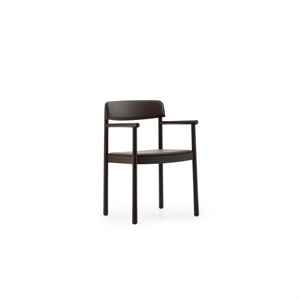 Sedia da Pranzo Timb Normann Copenhagen con Braccioli, Imbottita in Pelle Marrone/cioccolato