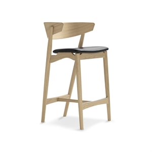 Sibast Furniture No 7 Sgabello da bar Rovere trattato a sapone e pelle Nero