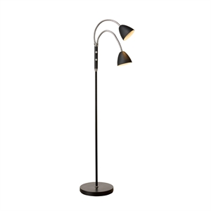 Lampada da terra Halo Design Room a 2 bracci, Cromo Nero
