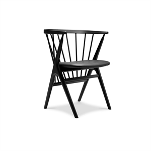 Sedia da Pranzo Sibast Furniture No 8 in Legno di Faggio Nero e Pelle Nero