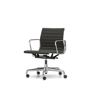 Sedia da Ufficio Vitra EA118 con Meccanismo Girevole/bracciolo/inclinazione in Pelle Nero /struttura Cromo