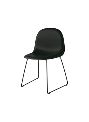 Sedia da pranzo Gubi 3D senza rivestimento con pattini in plastica, nero semi opaco