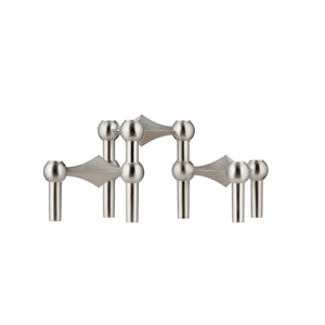 STOFF Nagel Portacandele Set di 3 Cromo Spazzolato