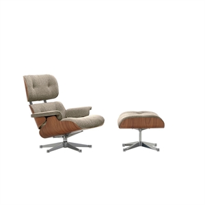 Poltrona Vitra Eames con Noce in Noce Naturale /05 Crema/Marrone Scuro/ Alluminio
