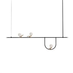 Artemide YANZI 1 Lampadario Con Paralume Bianco E Corpo Ottone Spazzolato/Nero