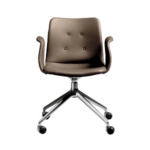 Bent Hansen Primum Sedia da Pranzo A 4 Stelle con Girevole e Ruote in Acciaio lucido/Zenso 3 292