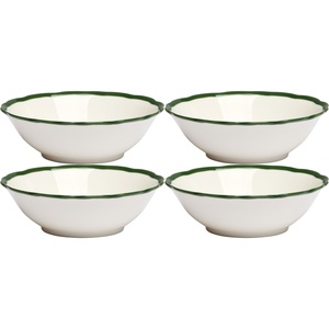 Decotique Fleur Bowl 15 cm Set di 4 Bianco/ Verde Scuro