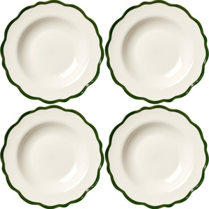 Decotique Fleur Bowl 23 cm Set di 4 Bianco/ Verde Scuro