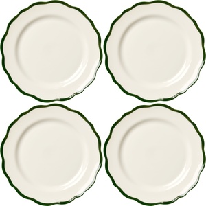 Decotique Fleur Piatto da Portata 21 cm Set di 4 Bianco/ Verde Scuro