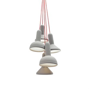 Established & Sons Torch S5 Pendant Grey w. Red Cord - 5 Pieces