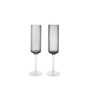 Ferm Living Ripple Bicchiere Champagne 15cl Set di 2 Grigio Fumé