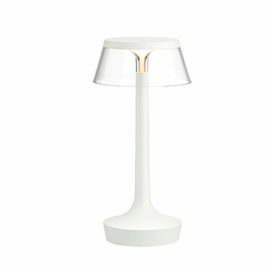 Flos Bon Jour Unplugged Table Lamp White Frame and Transparent Shade