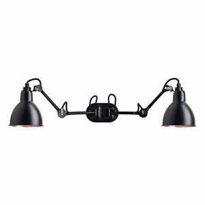 Lampe Gras N204 wall lamp Double mat black & mat black & copper