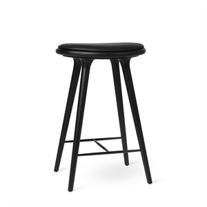 Sgabello Alto Mater, Sgabello da Bar in Rovere Nero /pelle Ultra Nero , 69 cm