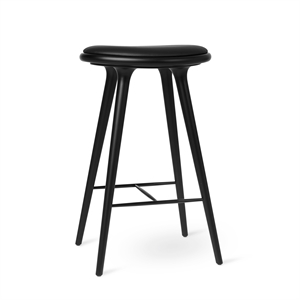 Sgabello Alto Mater, Sgabello da Bar in Faggio Nero /pelle Ultra Nero , 74 cm