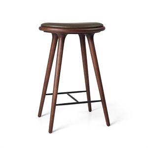 Sgabello Alto Mater, Sgabello da Bar, Faggio Marrone /pelle Marrone Scuro, 69 cm