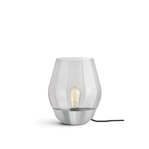 NEW WORKS Bowl Lampada Da Tavolo Acciaio Inox & Paralume Fumé