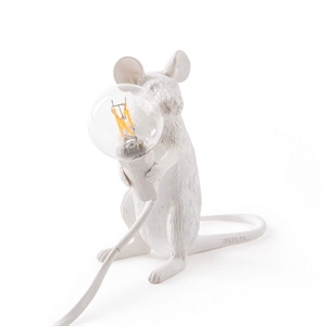 Seletti Mouse Mac Lampada da Tavolo Seduta Bianco