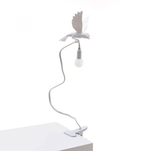 Lampada da Tavolo Seletti Sparrow Landing con Clip Bianco