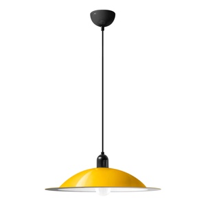 Stilnovo Lampiatta Lampadario Grande Bianco/ Giallo