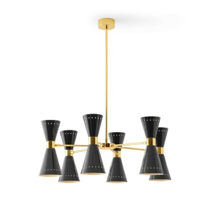 Stilnovo Megafono Lampadario 12 Oro/ Nero/Avorio