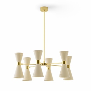 Lampadario Stilnovo Megafono 12 Oro/Avorio