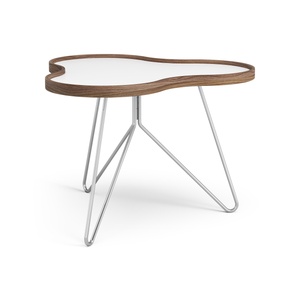 Tavolino da Caffè Swedese Flower 66x62 Bianco/ Noce/ Cromo
