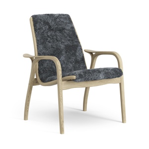 Poltrona Laminato Swedese Impiallacciato Rovere/carbone/pelle di Pecora