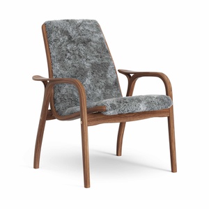 Poltrona in Laminato Swedese Laccata Noce/grigio Scandinavo/pelle di Pecora