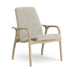 Poltrona Laminato Swedese Impiallacciato Rovere/chiaro di Luna/pelle di Pecora