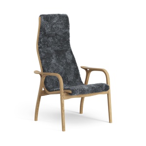 Poltrona Swedese Lamino Alta in Rovere Oliato/carbone/pelle di Pecora