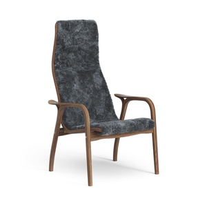 Poltrona Swedese Lamino Alta Laccata Noce/carbone/pelle di Pecora