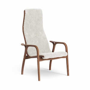 Poltrona Swedese Lamino Alta Laccata Noce/ Bianco Sporco/ Pelle di Pecora