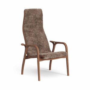 Poltrona Swedese Lamino Alta Laccata Noce/Sahara/pelle di Pecora