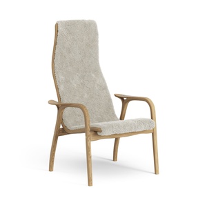 Poltrona Swedese Lamino Alta in Rovere Oliato/chiaro di Luna/pelle di Pecora