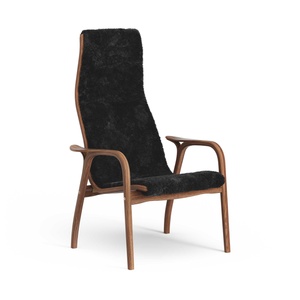 Poltrona Swedese Lamino Alta Laccata Noce/ Nero/ Pelle di Pecora