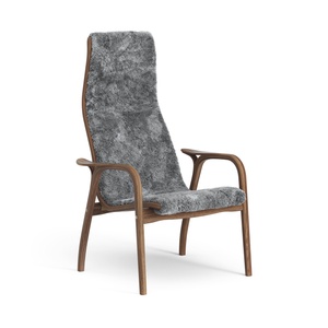Poltrona Swedese Lamino Alta Laccata Noce/grigio Scandinavo/pelle di Pecora