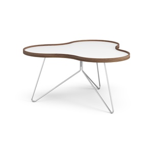 Tavolino da Caffè Swedese Flower 90x84 Bianco/ Noce/ Cromo