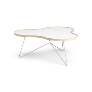 Tavolino da Caffè Swedese Flower 114x107 Bianco/faggio/ Cromo
