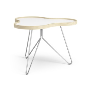 Tavolino da Caffè Swedese Flower 66x62 Bianco/faggio/ Cromo