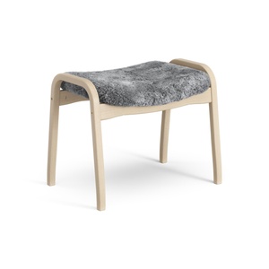 Poggiapiedi Swedese Lamino in Faggio Laccato/grigio Scandinavo/pelle di Pecora
