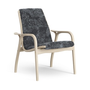 Poltrona in Laminato Swedese, Rovere Laccato/carbone/pelle di Pecora