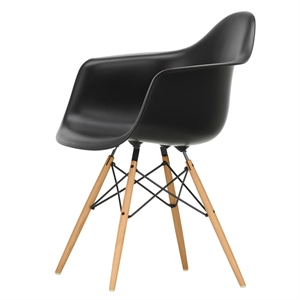 Sedia da Pranzo Vitra Eames Plastic DAW Nero profondo/Acero Dorato