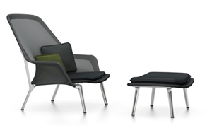 Vitra Slow Chair e Ottomana in Tricot/ Nero/lucido