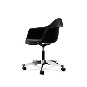 Sedia da Ufficio Vitra Eames PACC in Plastica con Sedile Imbottito e Girevole Nero/ Nero Profondo