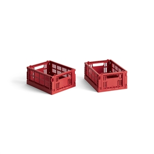 HAY Colour Crate Storage Box Mini Set di 2 Rosso